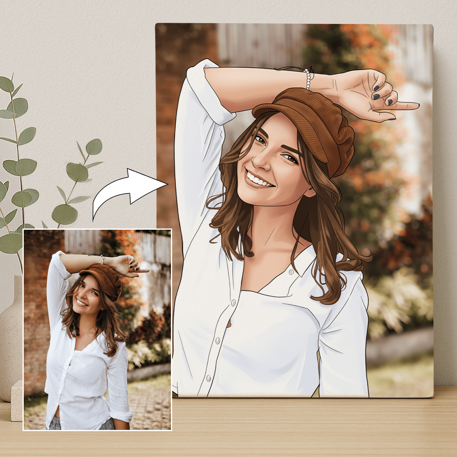 Kobieta w kreskówkowym stylu - portret na płótnie dla niej - Emmygift.pl