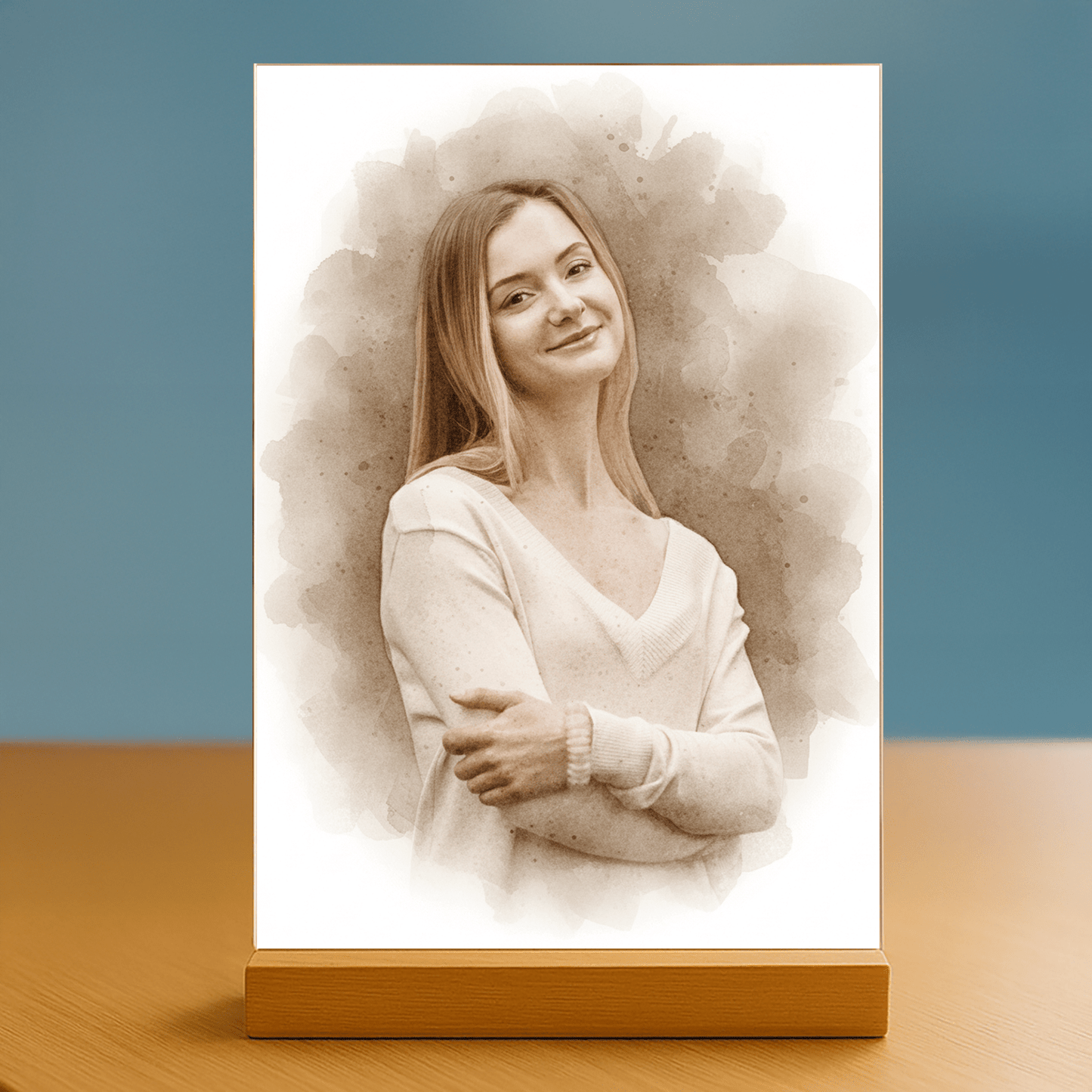 Kobieta w stylu coffee - portret na szkle akrylowym dla niej - Emmygift.pl