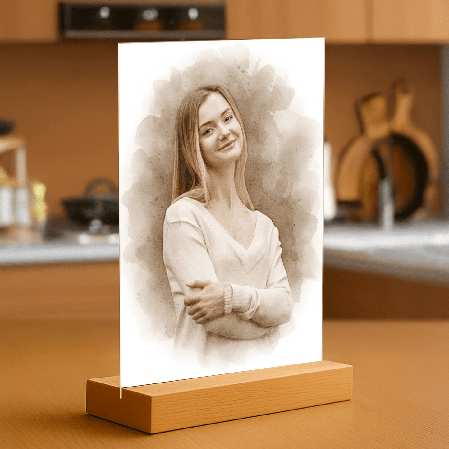 Kobieta w stylu coffee - portret na szkle akrylowym dla niej - Emmygift.pl