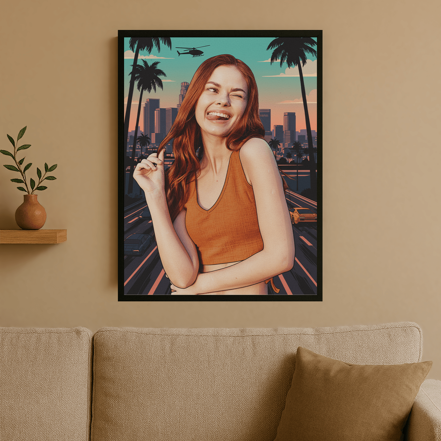 Kobieta w stylu jak z GTA - portret na plakacie dla niej - Emmygift.pl