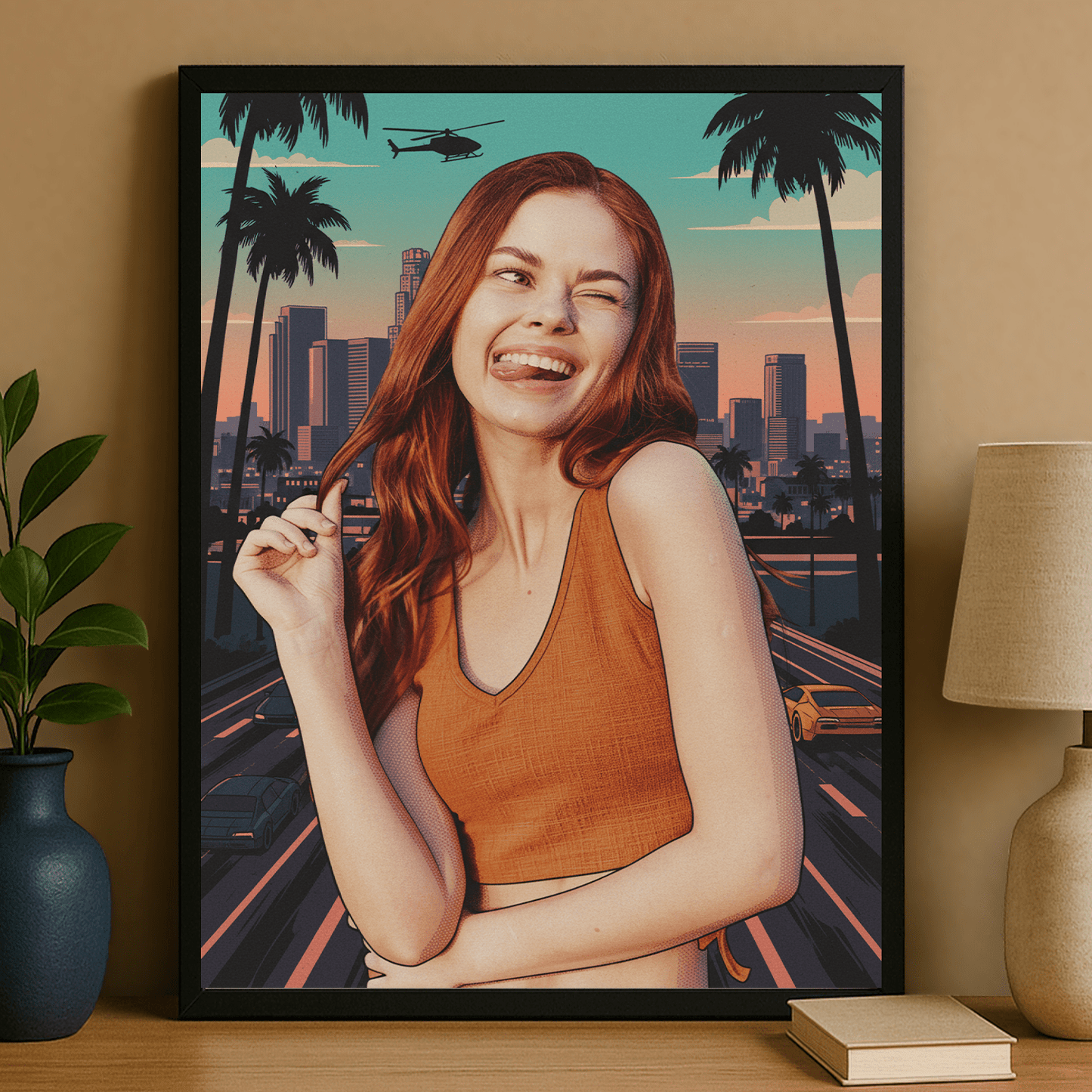 Kobieta w stylu jak z GTA - portret na plakacie dla niej - Emmygift.pl