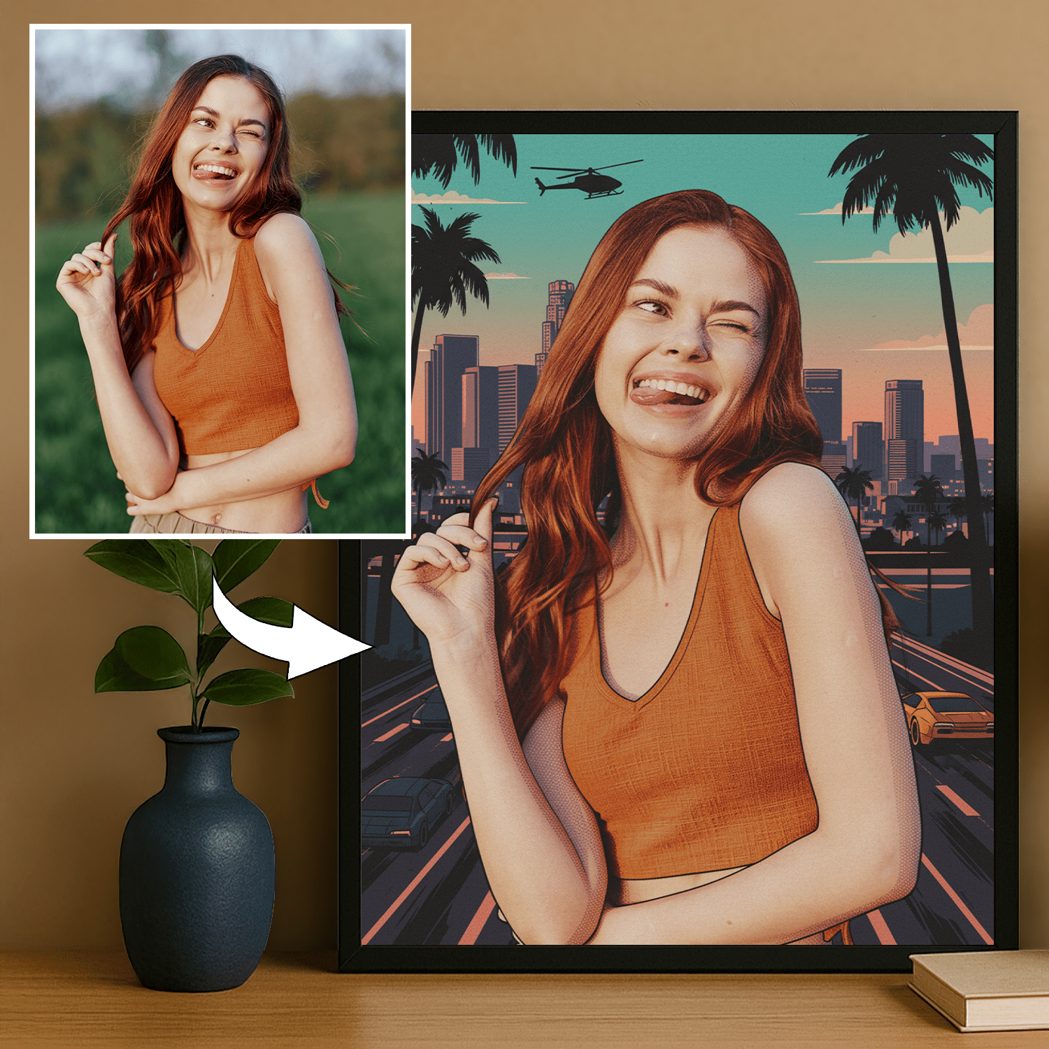 Kobieta w stylu jak z GTA - portret na plakacie dla niej - Emmygift.pl
