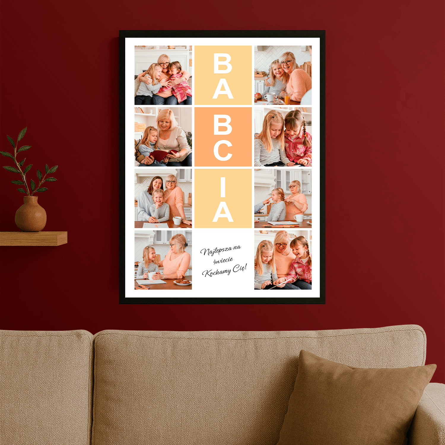 Kochamy Cię, babciu! - plakat personalizowany dla babci - Emmygift.pl