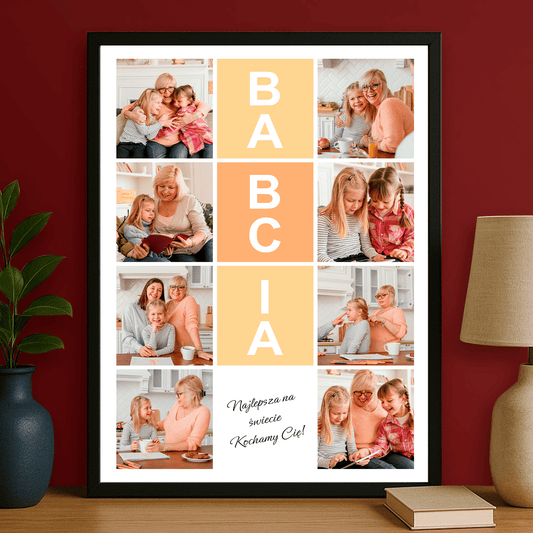 Kochamy Cię, babciu! - plakat personalizowany dla babci - Emmygift.pl