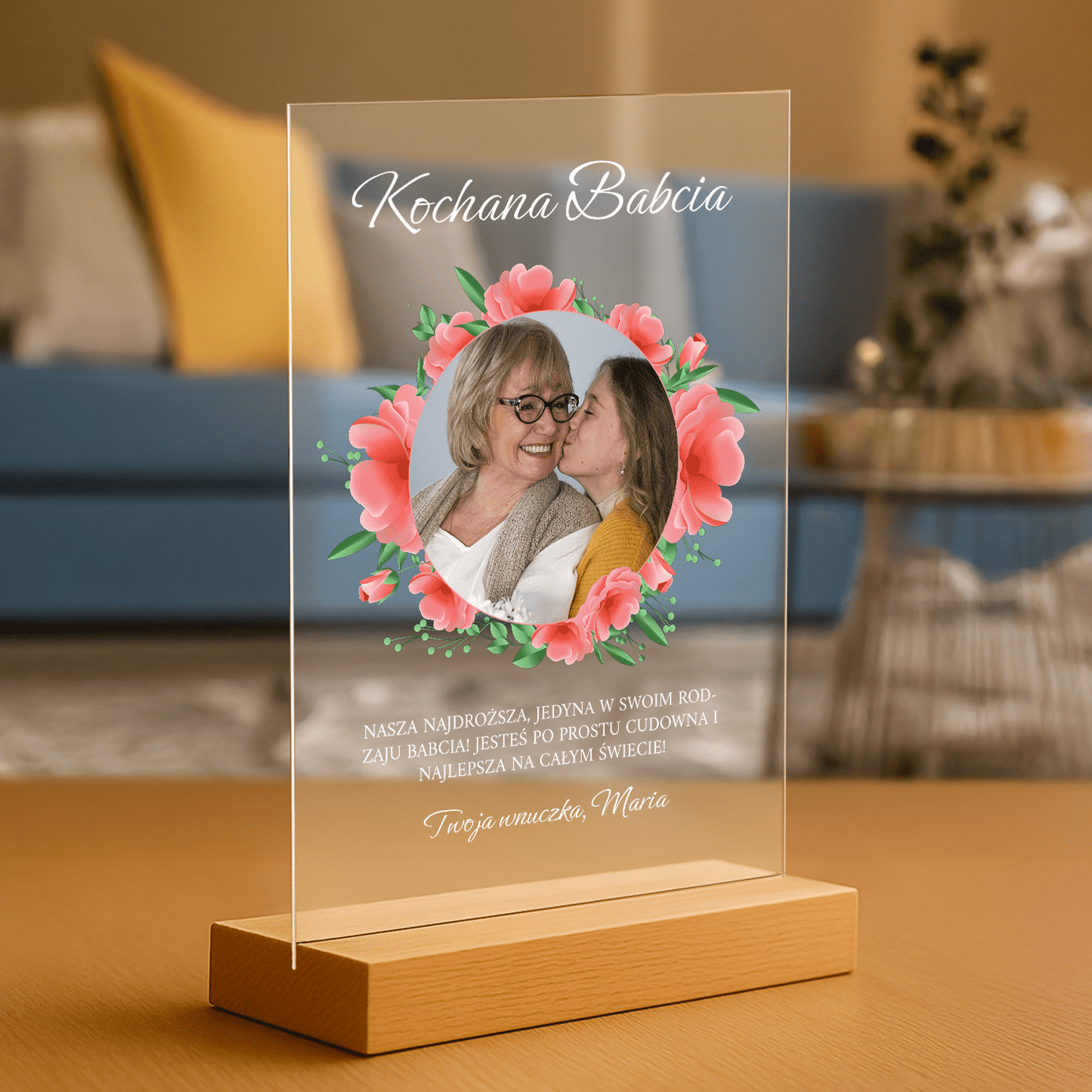 Kochanej Babci - personalizowany druk na szkle dla babci - Emmygift.pl