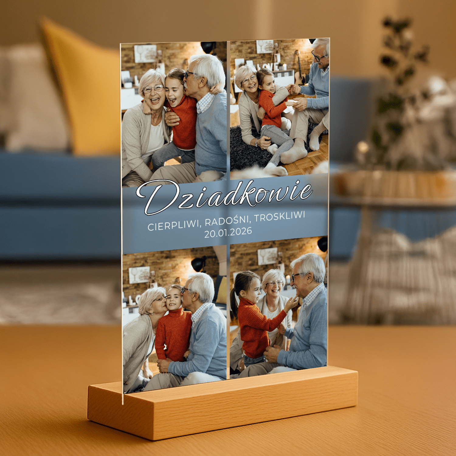 Kochani dziadkowie kolaż - personalizowany druk na szkle dla dziadka - Emmygift.pl