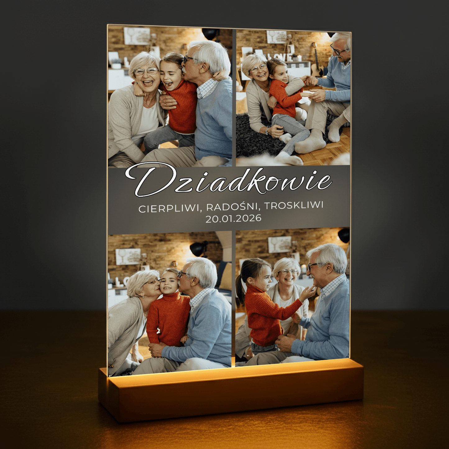 Kochani dziadkowie kolaż - personalizowany druk na szkle dla dziadka - Emmygift.pl