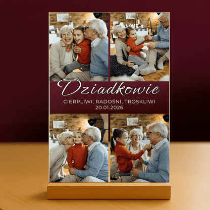 Kochani dziadkowie kolaż - personalizowany druk na szkle dla dziadka - Emmygift.pl