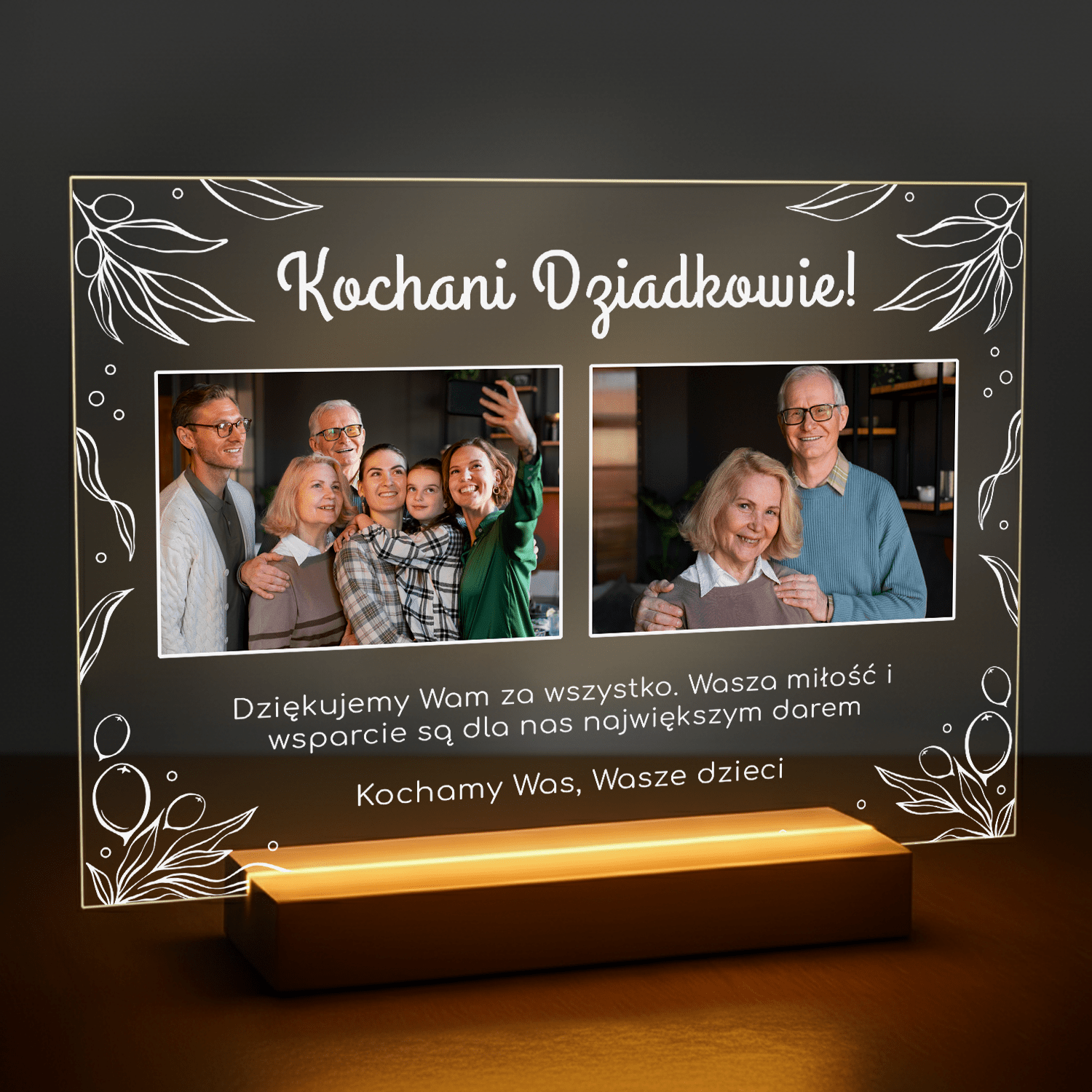 Kochani dziadkowie zdjęcia + tekst - druk na szkle akrylowym dla dziadków - Emmygift.pl