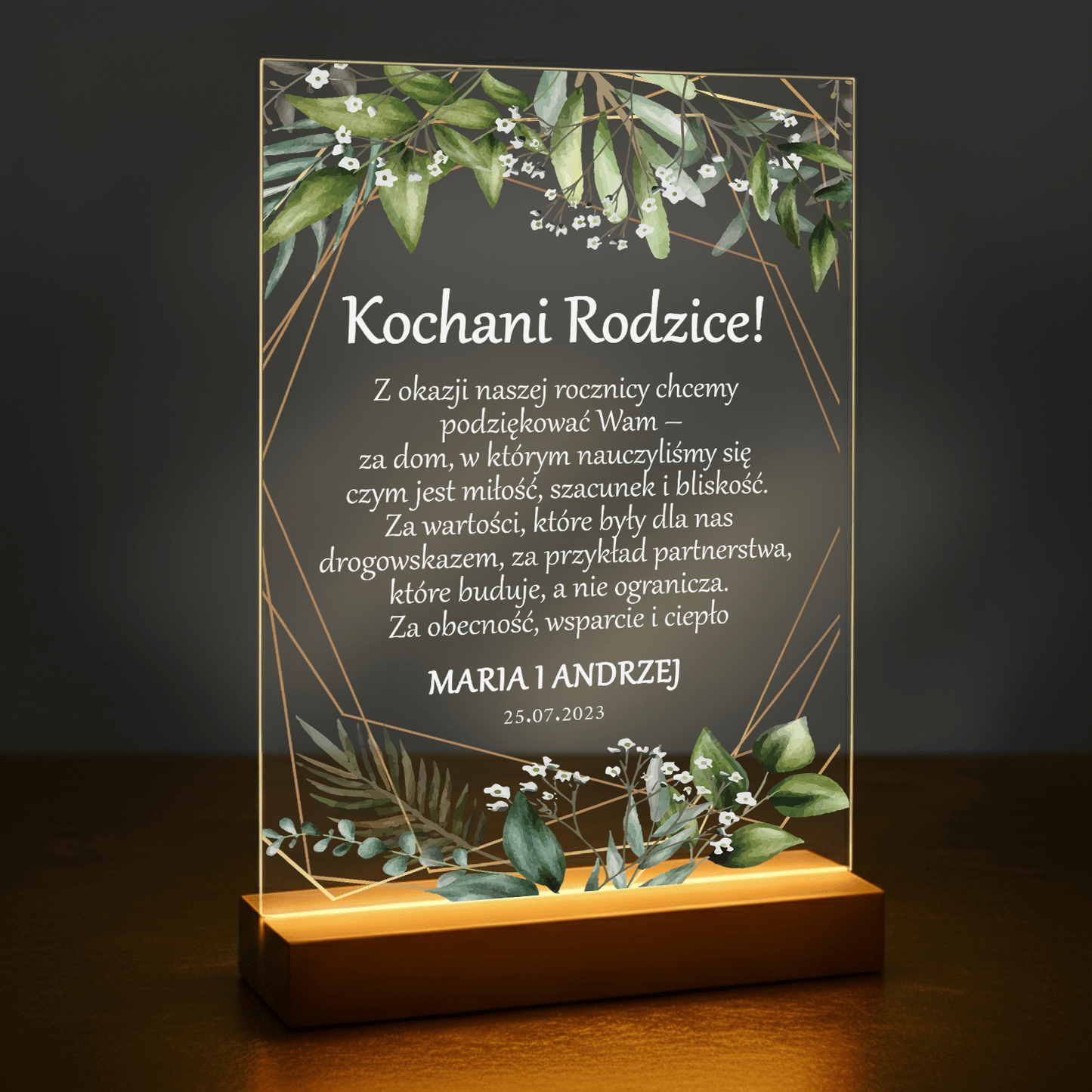 Kochani rodzice! - druk na szkle akrylowym dla rodziców - Emmygift.pl