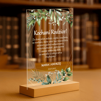 Kochani rodzice! - druk na szkle akrylowym dla rodziców - Emmygift.pl