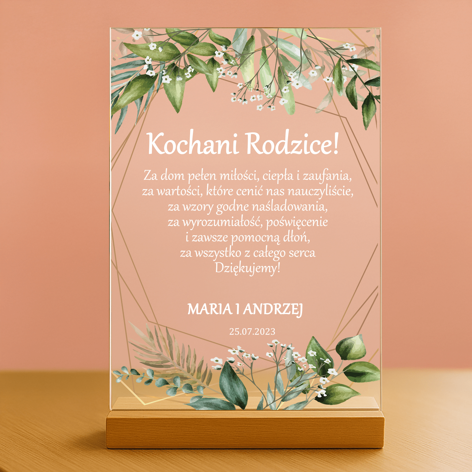 Kochani rodzice! - druk na szkle akrylowym dla rodziców - Emmygift.pl