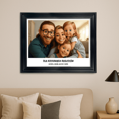 Kochani rodzice w stylu animacji - portret na płótnie dla rodziców - Emmygift.pl