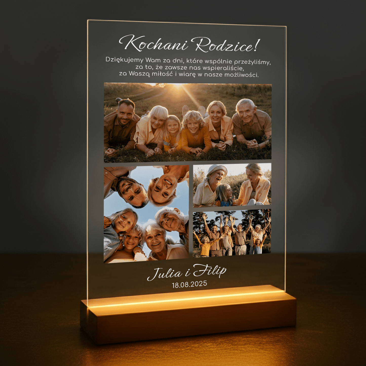 Kochanym rodzicom - druk na szkle akrylowym dla rodziców - Emmygift.pl