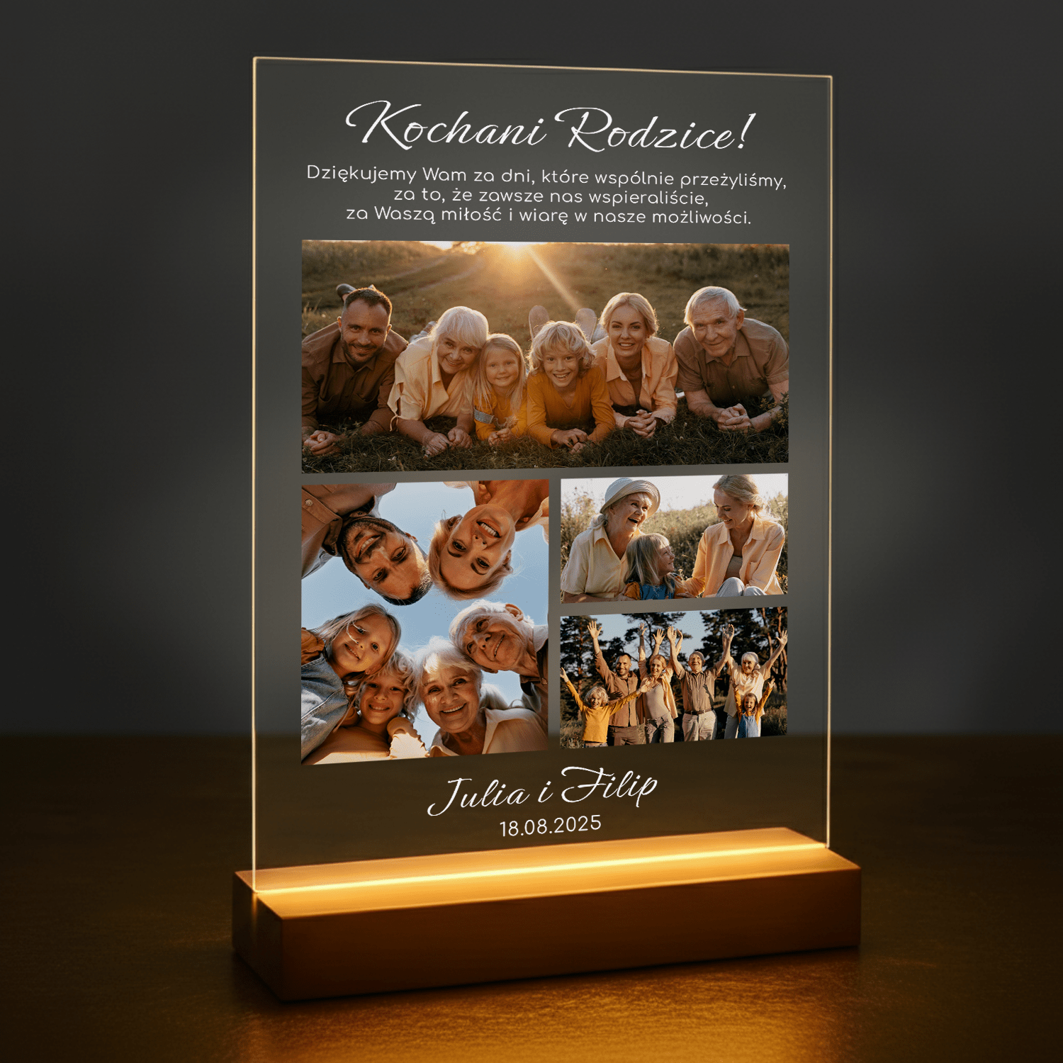 Kochanym rodzicom - druk na szkle akrylowym dla rodziców - Emmygift.pl