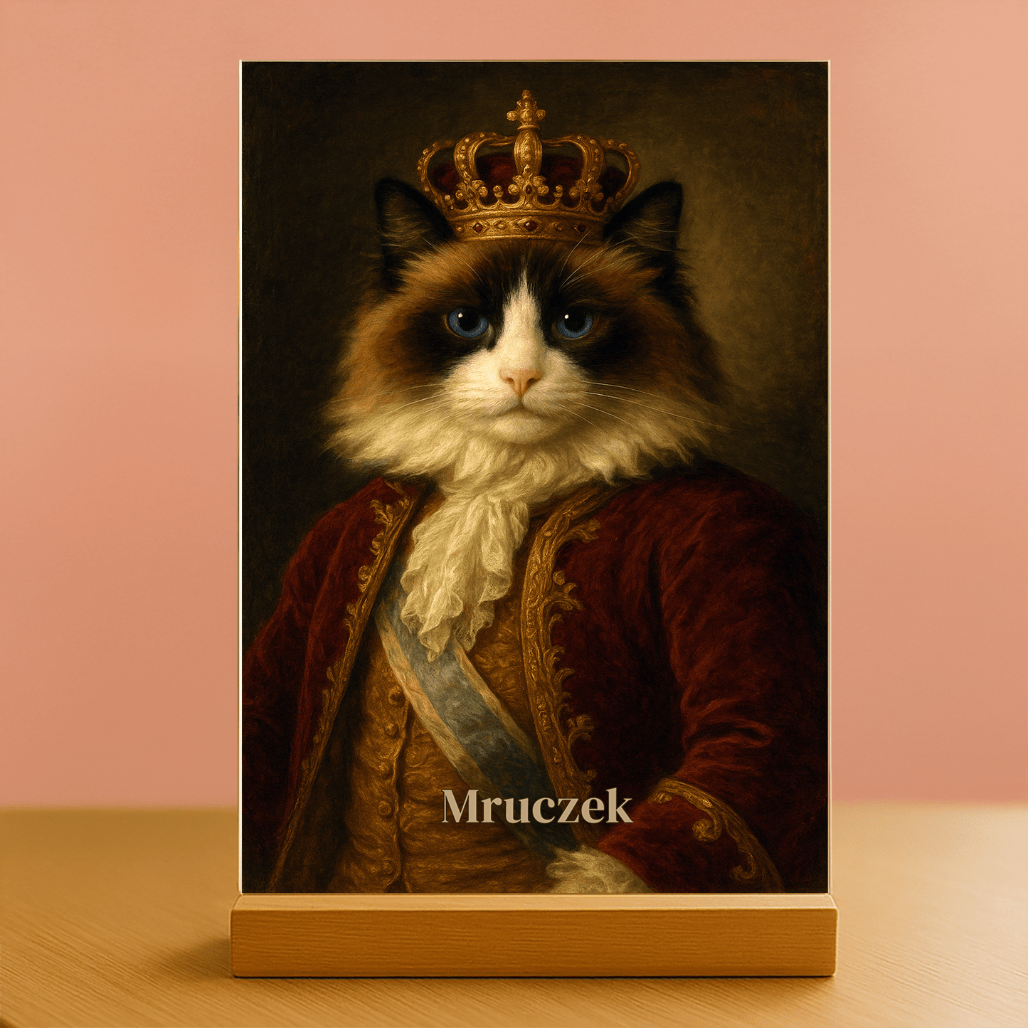 Koci król - personalizowany portret na szkle dla miłośnika kotów - Emmygift.pl