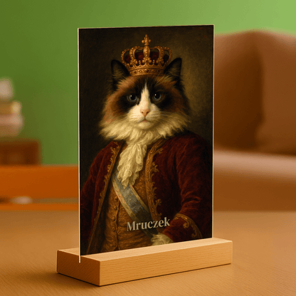 Koci król - personalizowany portret na szkle dla miłośnika kotów - Emmygift.pl