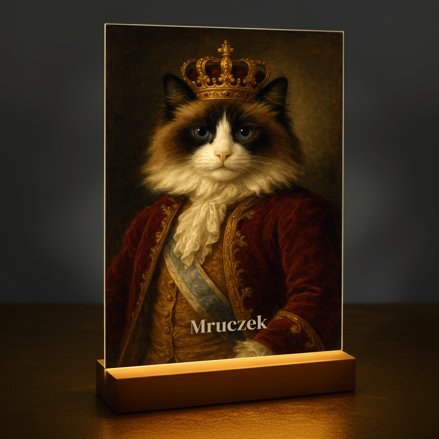 Koci król - portret na szkle akrylowym dla miłośnika kotów - Emmygift.pl