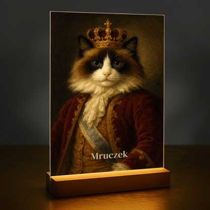 Koci król - portret na szkle akrylowym dla miłośnika kotów - Emmygift.pl