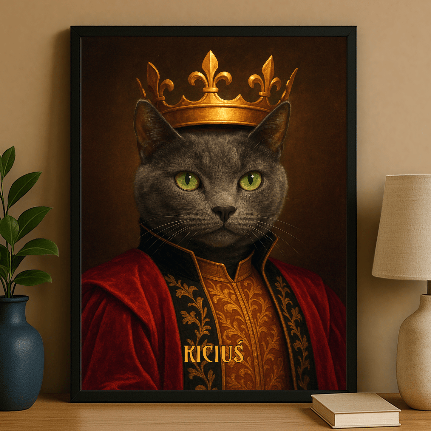 Koci monarcha - portret na plakacie dla miłośnika kotów - Emmygift.pl