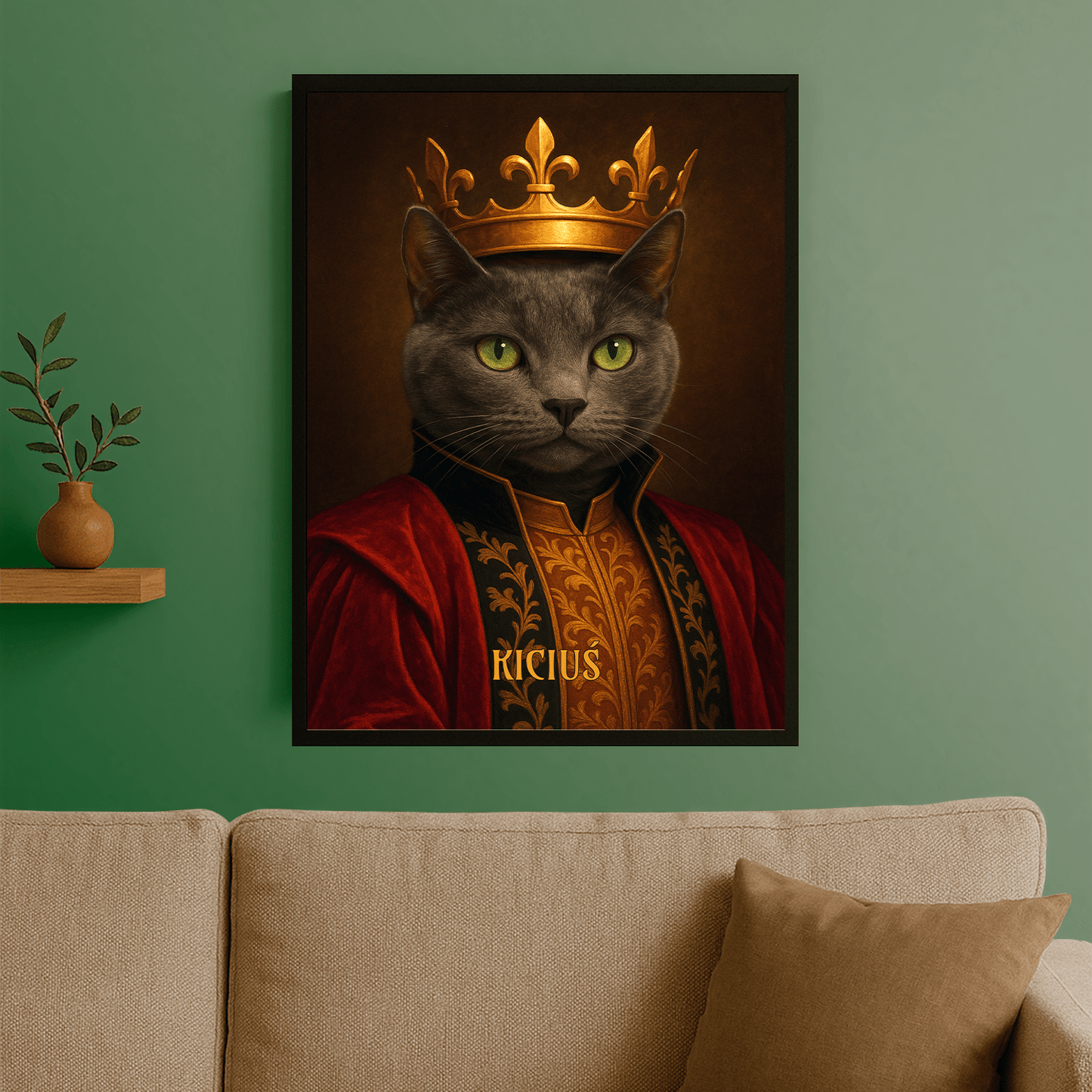 Koci monarcha - portret na plakacie dla miłośnika kotów - Emmygift.pl