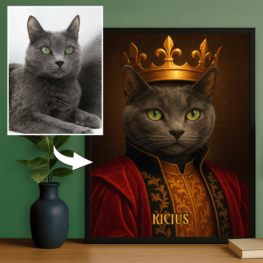 Koci monarcha - portret na plakacie dla miłośnika kotów - Emmygift.pl