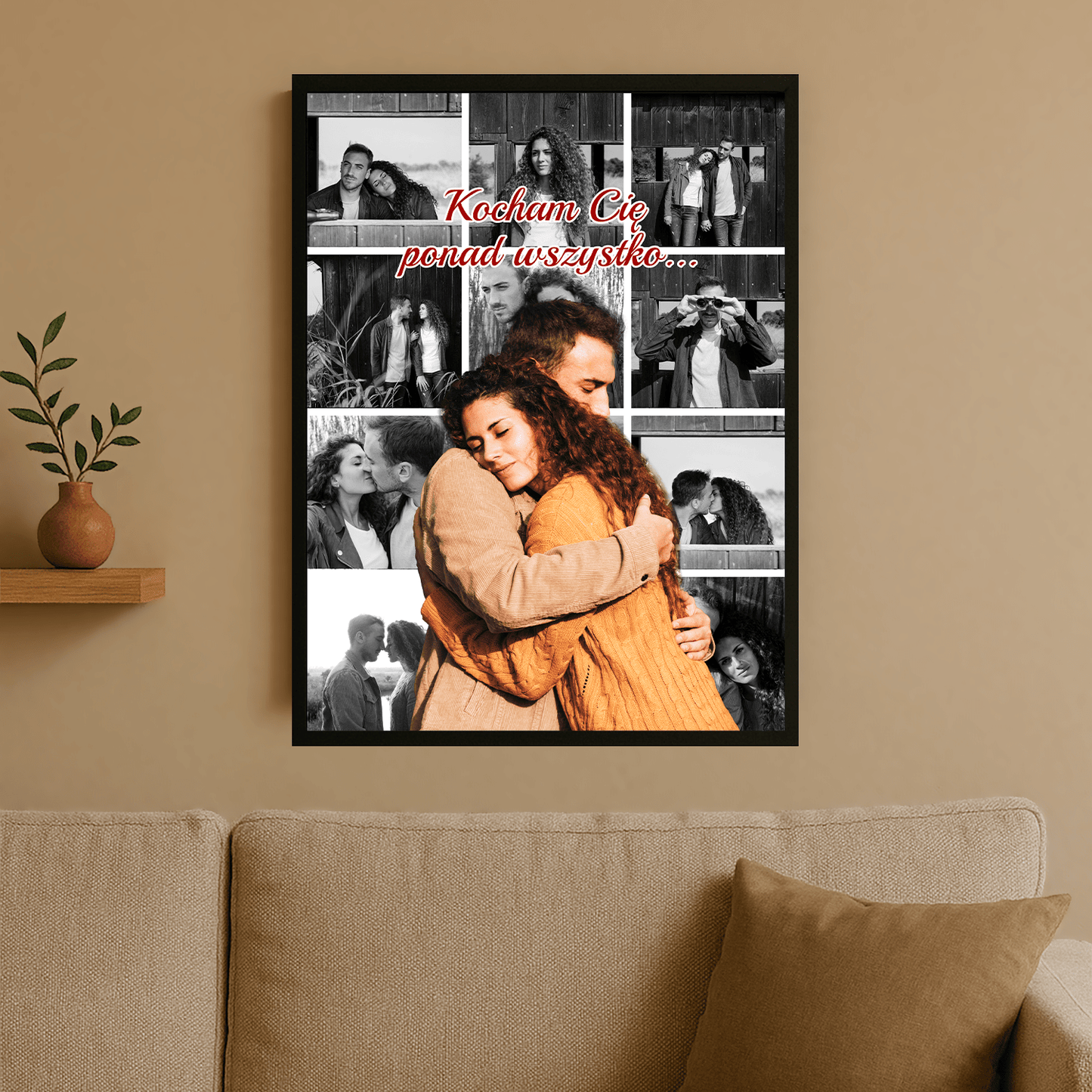 Kolaż 12 zdjęć zakochanych - plakat personalizowany dla pary - Emmygift.pl