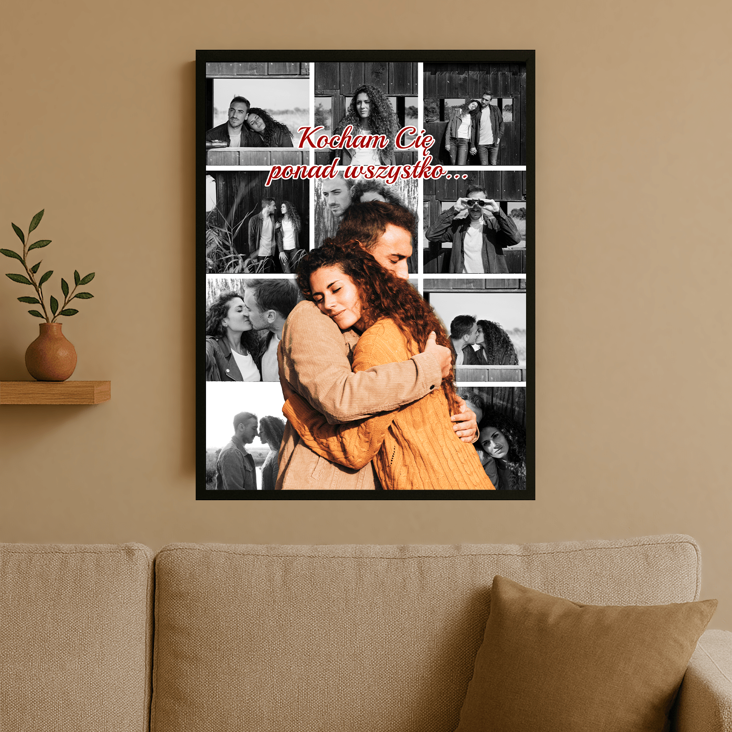 Kolaż 12 zdjęć zakochanych - plakat personalizowany dla pary - Emmygift.pl