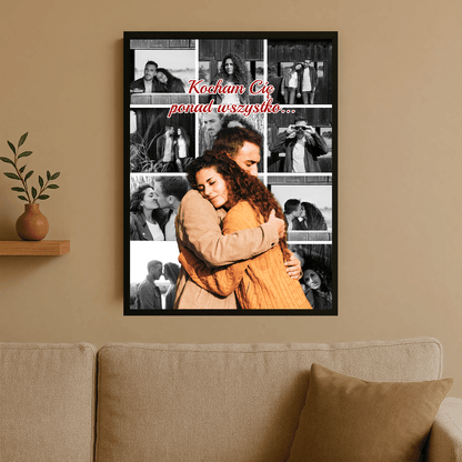 Kolaż 12 zdjęć zakochanych - plakat personalizowany dla pary - Emmygift.pl