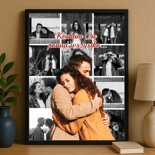 Kolaż 12 zdjęć zakochanych - plakat personalizowany dla pary - Emmygift.pl