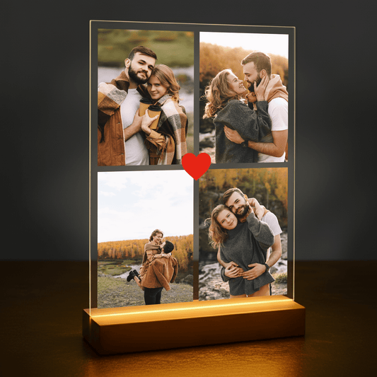 Kolaż 4 zdjęć zakochanej pary - personalizowany druk na szkle dla pary - Emmygift.pl