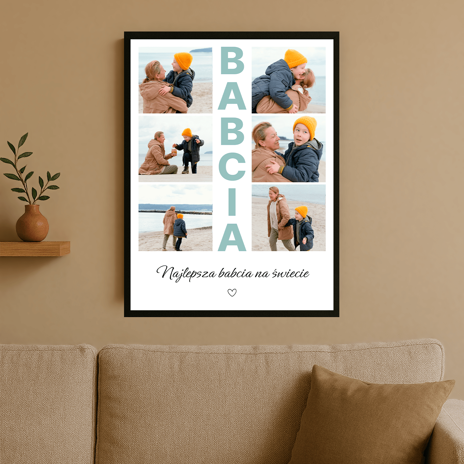Kolaż 6 fotografii dla najlepsze babci na świecie - plakat personalizowany dla babci - Emmygift.pl
