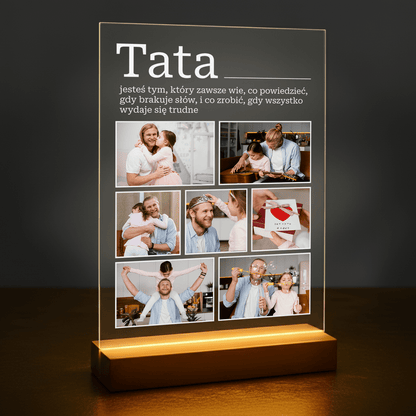 Kolaż 7 zdjęć + tekst - druk na szkle akrylowym dla taty - Emmygift.pl