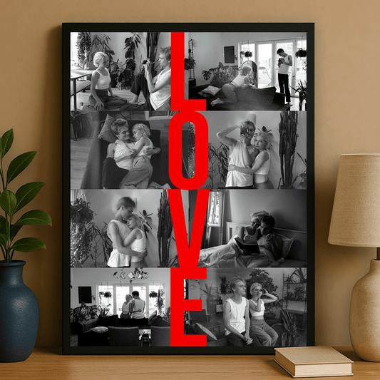 Kolaż 8 zdjęć + napis Love - plakat personalizowany dla pary - Emmygift.pl