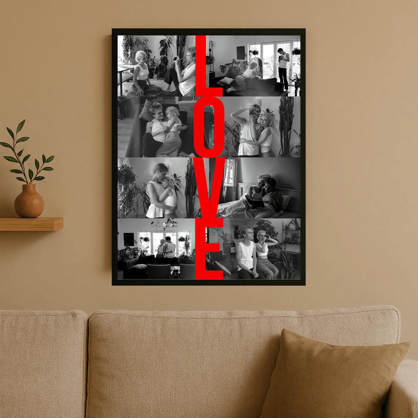 Kolaż 8 zdjęć + napis Love - plakat personalizowany dla pary - Emmygift.pl