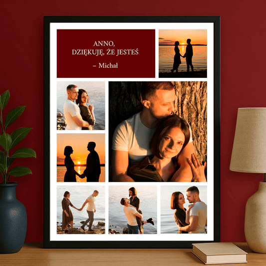 Kolaż dziękuję, że jesteś - plakat personalizowany dla pary - Emmygift.pl