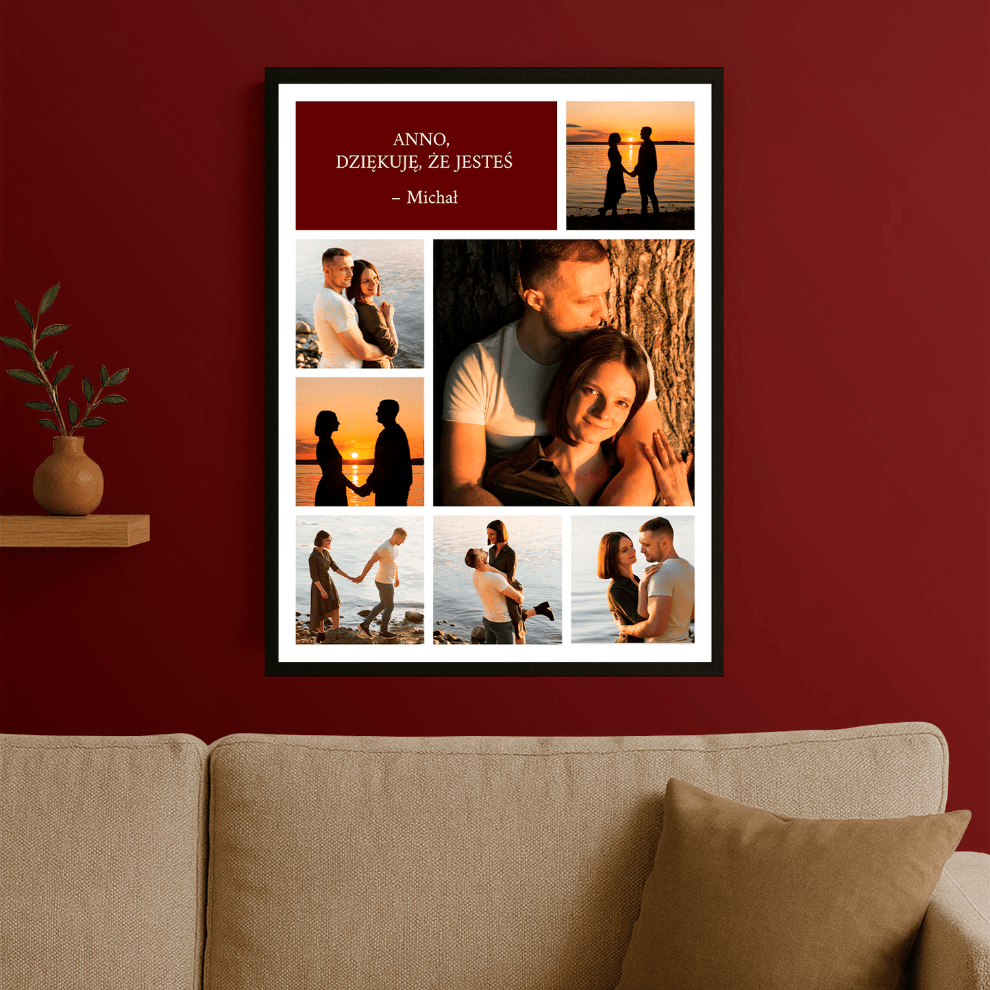 Kolaż dziękuję, że jesteś - plakat personalizowany dla pary - Emmygift.pl