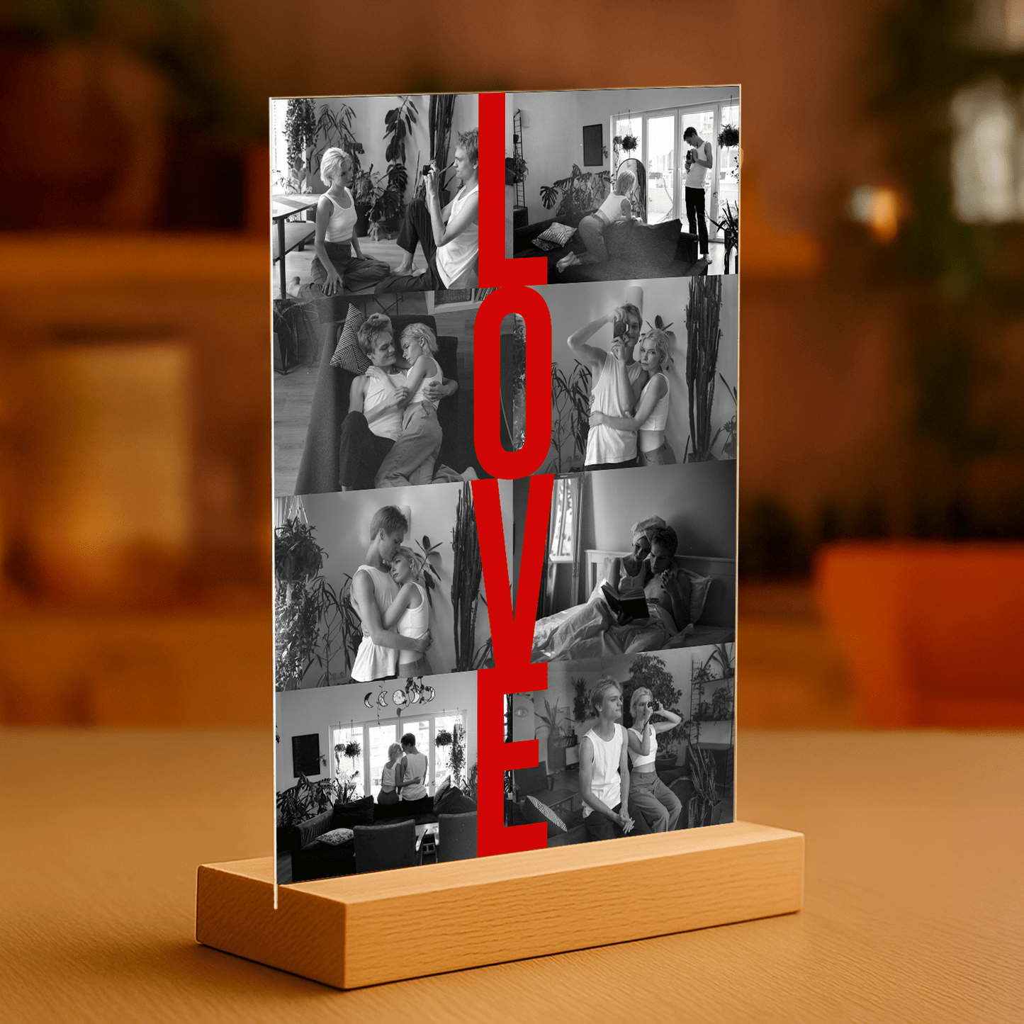 Kolaż Waszych 8 zdjęć - personalizowany druk na szkle dla pary - Emmygift.pl