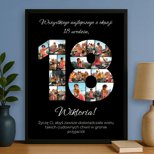 Kolaż zdjęć na 18. - personalizowany plakat dla przyjaciółki - Emmygift.pl