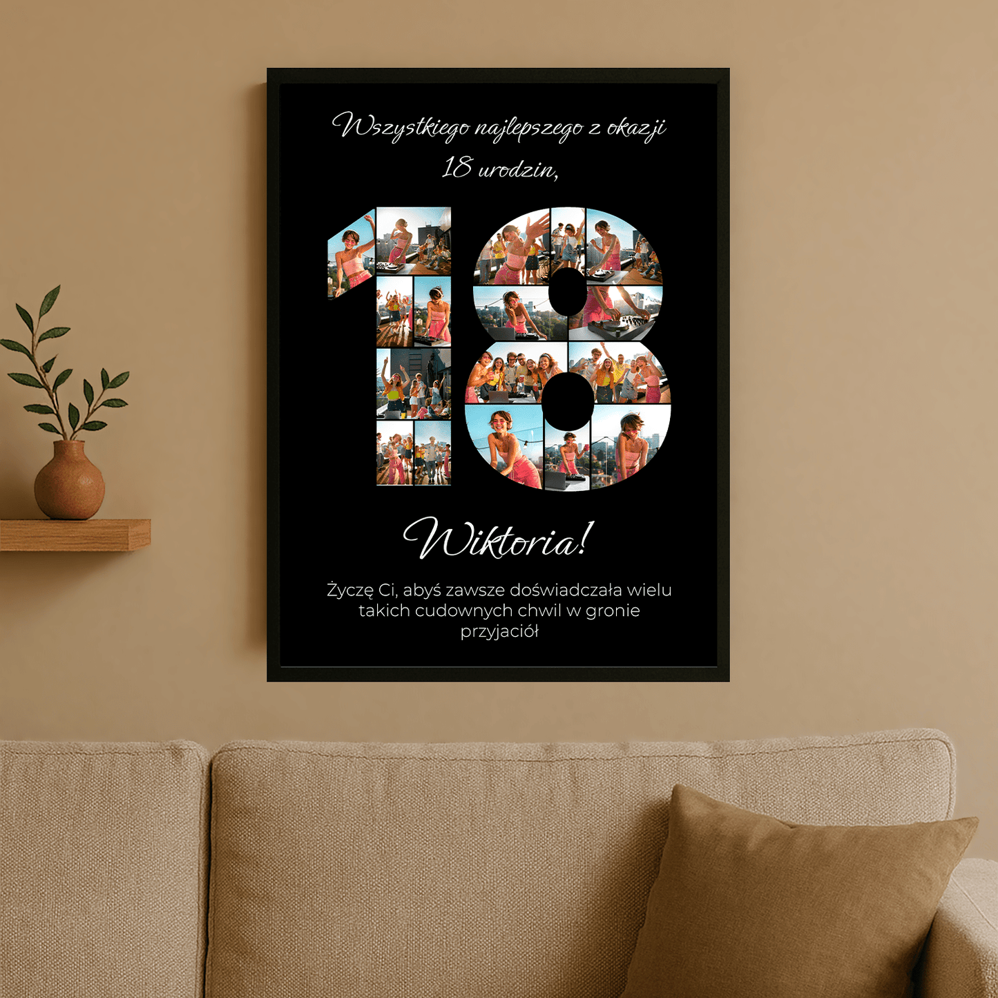 Kolaż zdjęć na 18. - personalizowany plakat dla przyjaciółki - Emmygift.pl