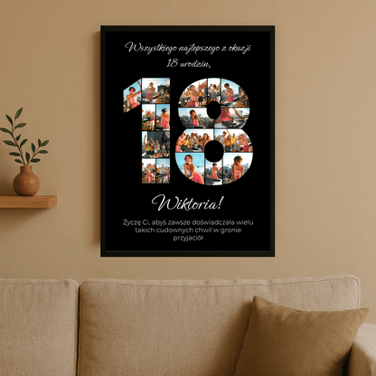 Kolaż zdjęć na 18. - personalizowany plakat dla przyjaciółki - Emmygift.pl