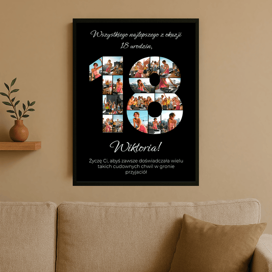 Kolaż zdjęć na 18. - personalizowany plakat dla przyjaciółki - Emmygift.pl
