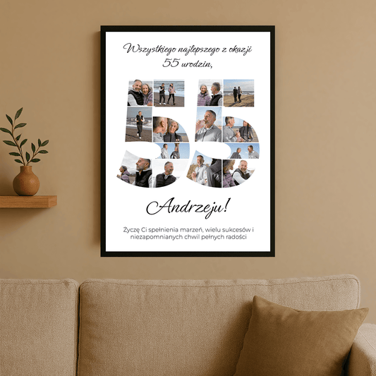 Kolaż zdjęć na 55 urodziny - personalizowany plakat dla mężczyzny - Emmygift.pl