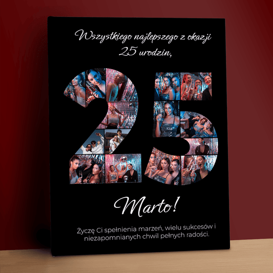 Kolaż ze zdjęciami na 25 urodziny – unikalny prezent dla dziewczyny - Emmygift.pl