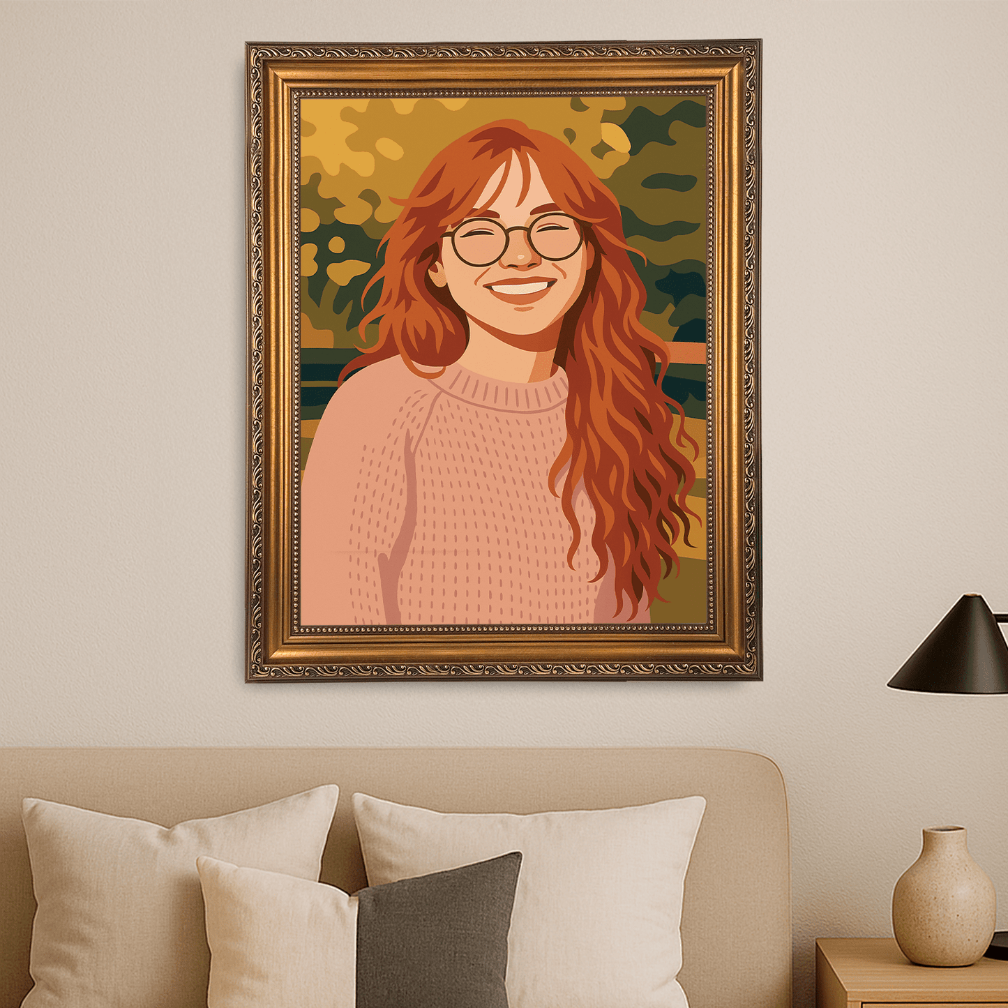 Kolorowa ilustracja dziewczyny - portret na płótnie dla niej - Emmygift.pl