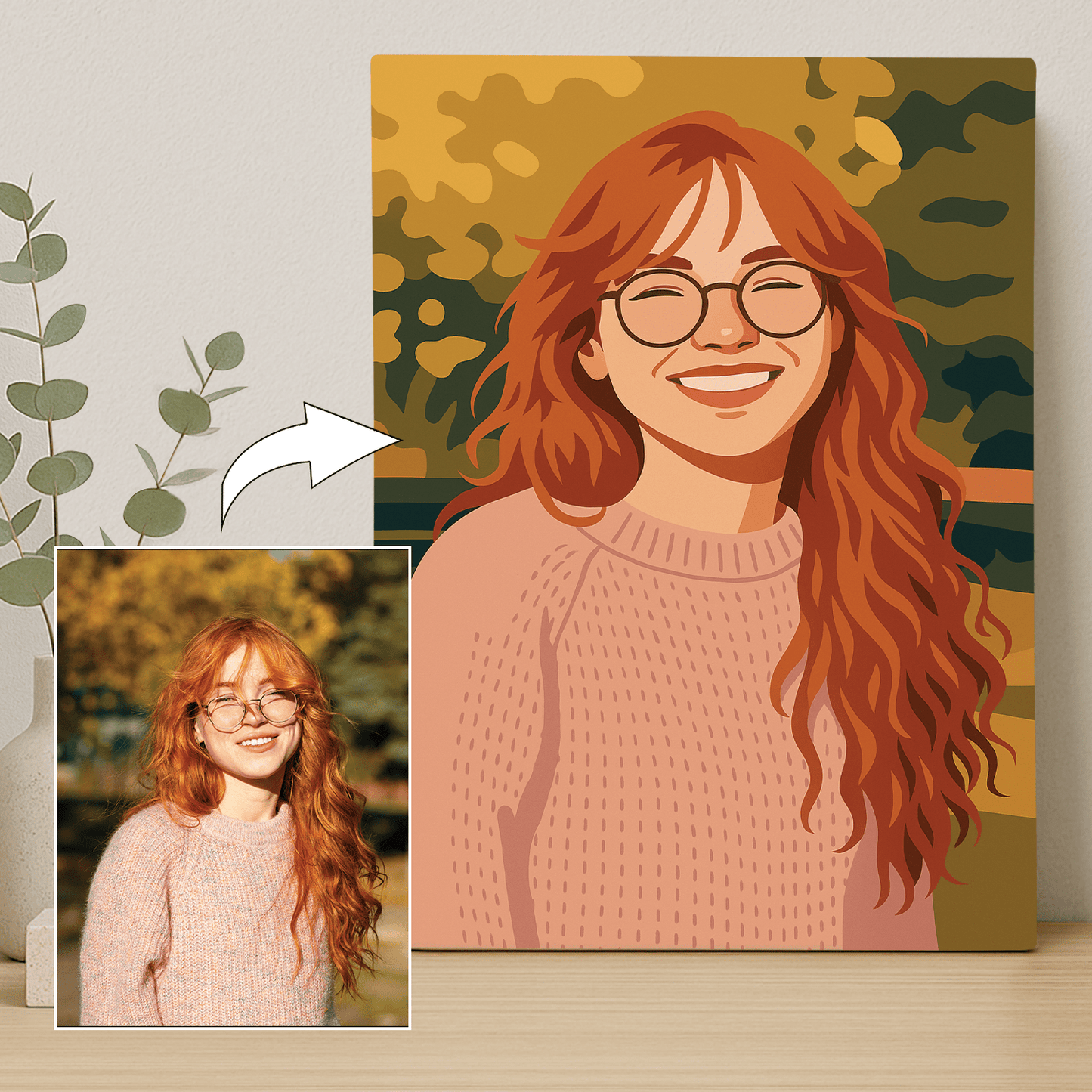 Kolorowa ilustracja dziewczyny - portret na płótnie dla niej - Emmygift.pl