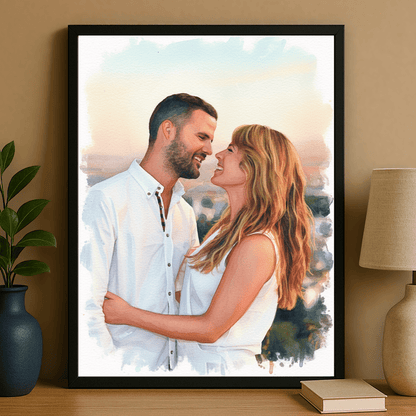 Kolorowy portret zakochanych - portret na plakacie dla pary - Emmygift.pl