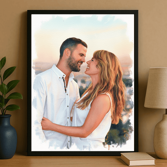 Kolorowy portret zakochanych - portret na plakacie dla pary - Emmygift.pl