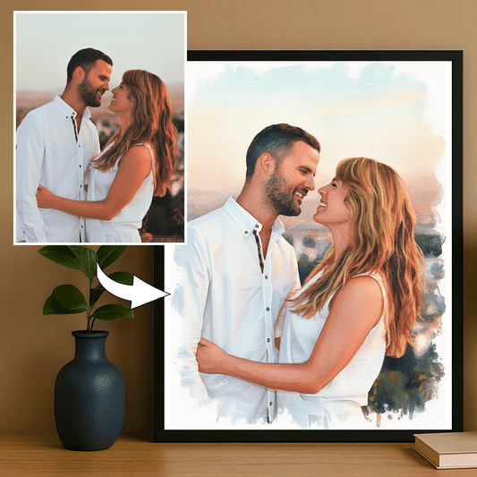 Kolorowy portret zakochanych - portret na plakacie dla pary - Emmygift.pl