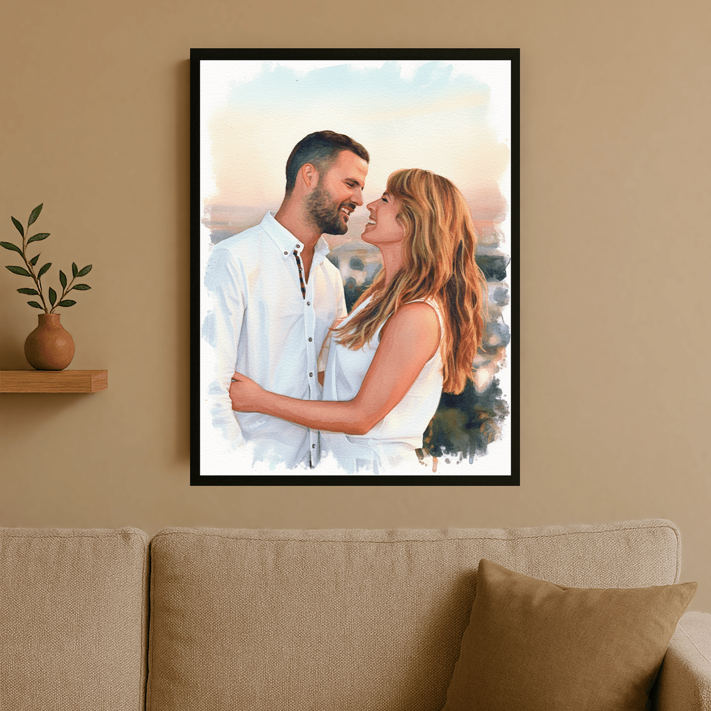 Kolorowy portret zakochanych - portret na plakacie dla pary - Emmygift.pl
